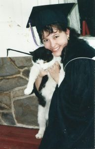 Meg Graduation photo with cat